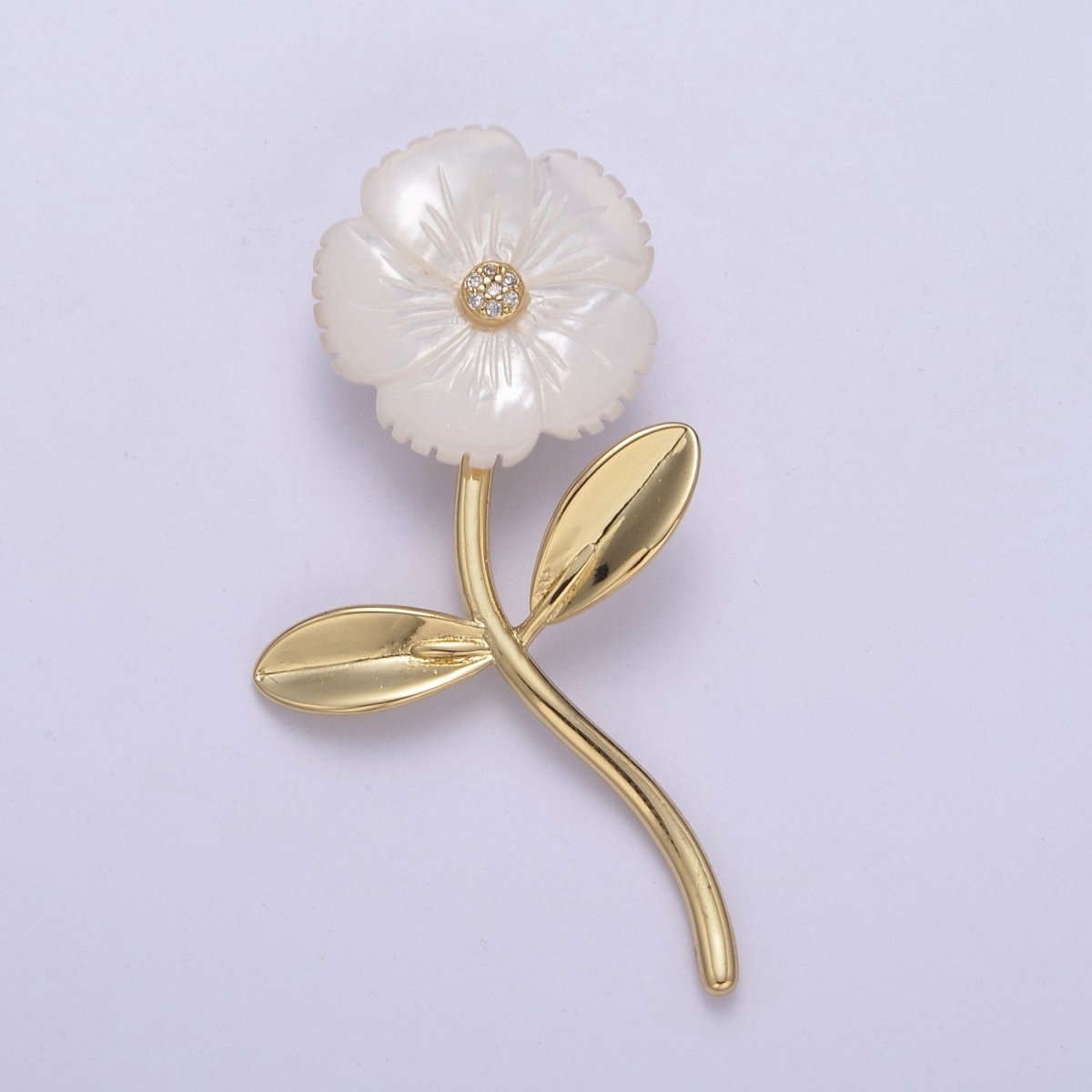 Dangle Carved White Pearl flower Poppy Charm / Daisy pendant for Necklace Charm Minimalist Jewelry H-061 H-067 - DLUXCA