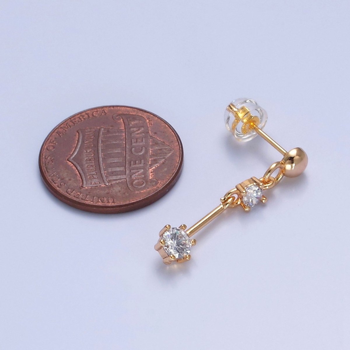 Dangle Gold Stud Earring T-461 - DLUXCA