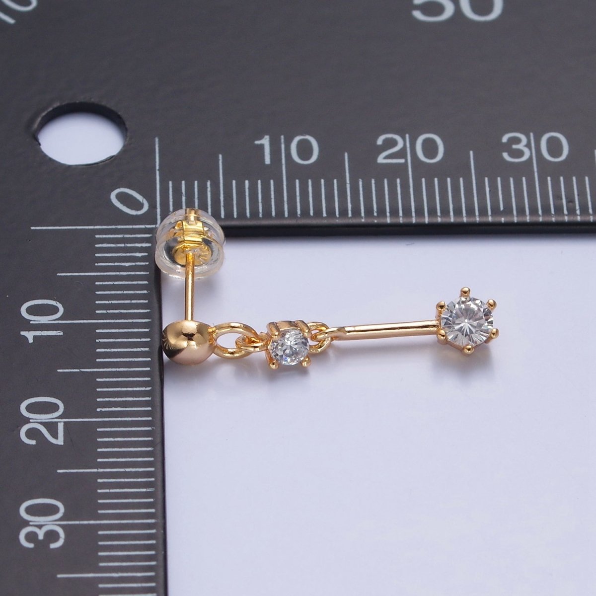 Dangle Gold Stud Earring T-461 - DLUXCA