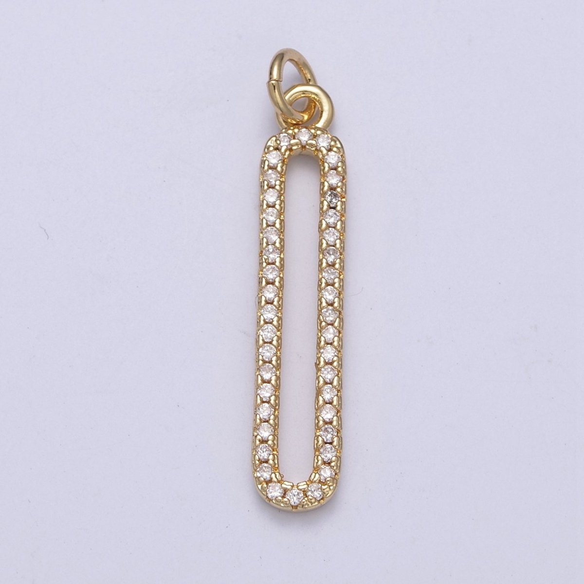 Dangle Long CZ Bar Pendant 24K Gold Filled Bar Pendant C-637 - DLUXCA