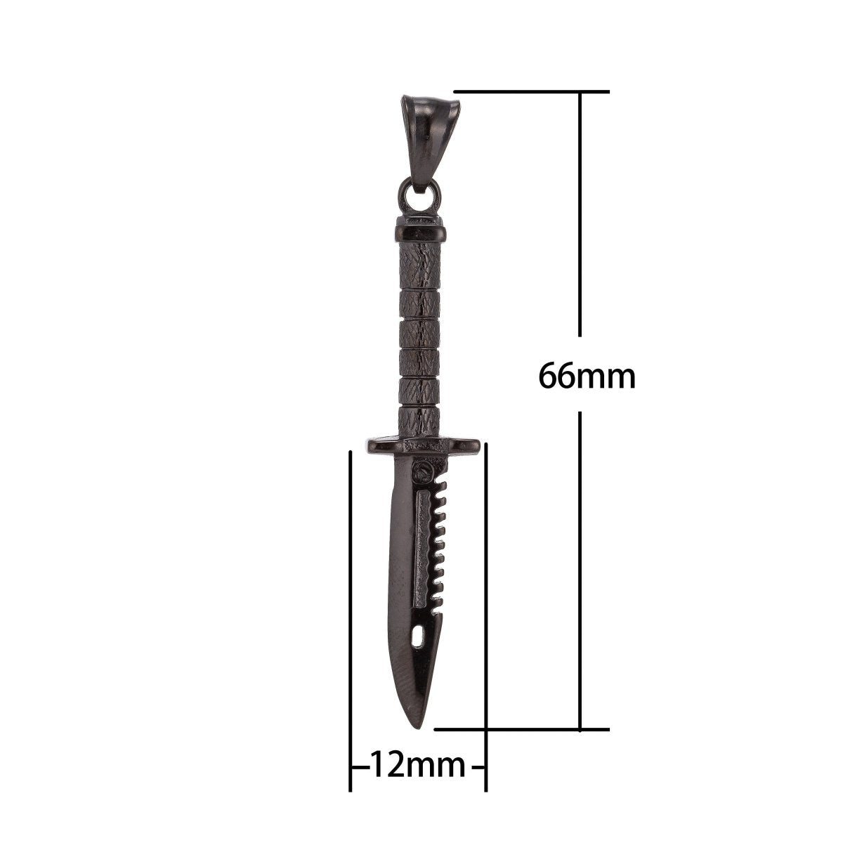 Dark Black Gun Metal Stainless Steel Knife Charm Pendant w/ Bails Findings for Earring Necklace Men Jewelry Making Supplies J-416 - DLUXCA