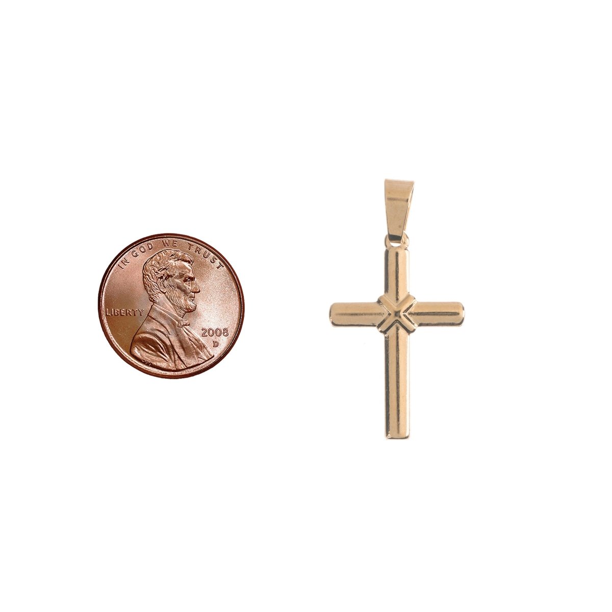 DEL- 18K Gold Filled Simplistic Modern Cross, Jesus Christ God, Women Ladies Bails Findings for Necklace Charm Pendant Jewelry Making Supplies - DLUXCA