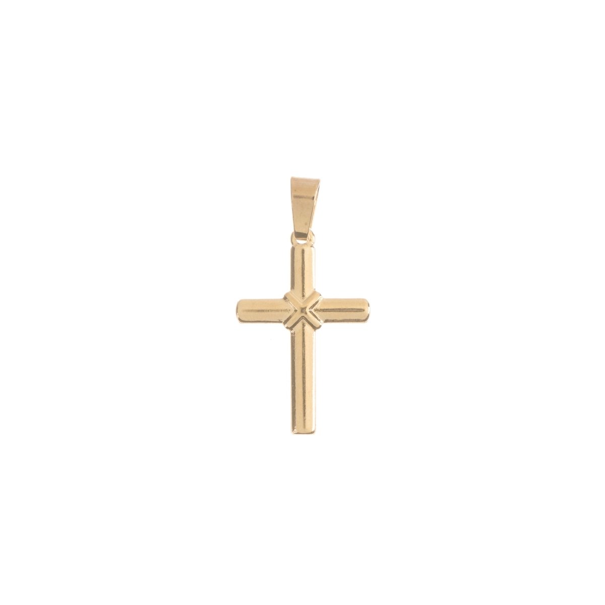 DEL- 18K Gold Filled Simplistic Modern Cross, Jesus Christ God, Women Ladies Bails Findings for Necklace Charm Pendant Jewelry Making Supplies - DLUXCA
