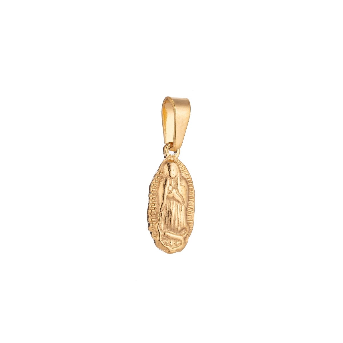 DEL- 24K Gold Filled Stainless Steel Mother Mary Pray Miraculous Lady Charm Pendant Bails Findings for Earring Necklace Jewelry Making Supplies - DLUXCA