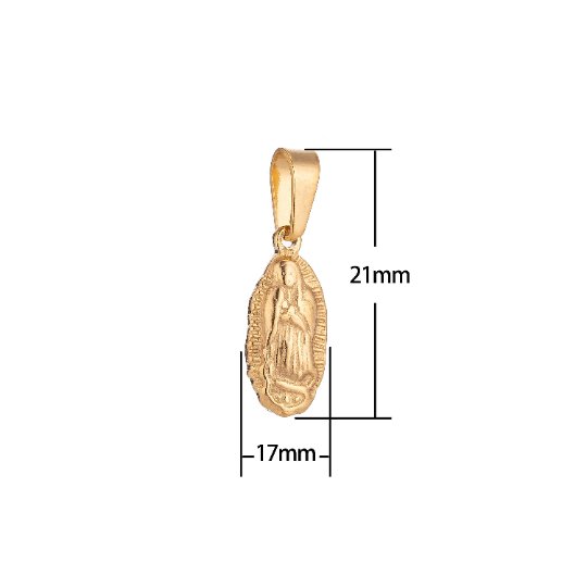DEL- 24K Gold Filled Stainless Steel Mother Mary Pray Miraculous Lady Charm Pendant Bails Findings for Earring Necklace Jewelry Making Supplies - DLUXCA