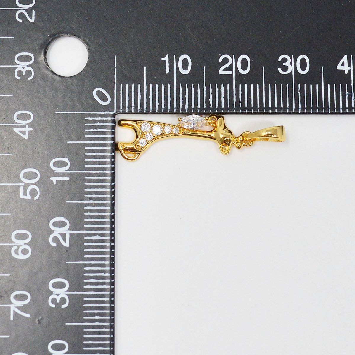 DEL- 28x8mm Wholesale 24K Gold Filled Cute Cartoon Giraffe Pendant Charm with Micro Pave CZ Rhinestones, African Safari Animals Pendant for Necklace Bracelet Anklet Making - DLUXCA