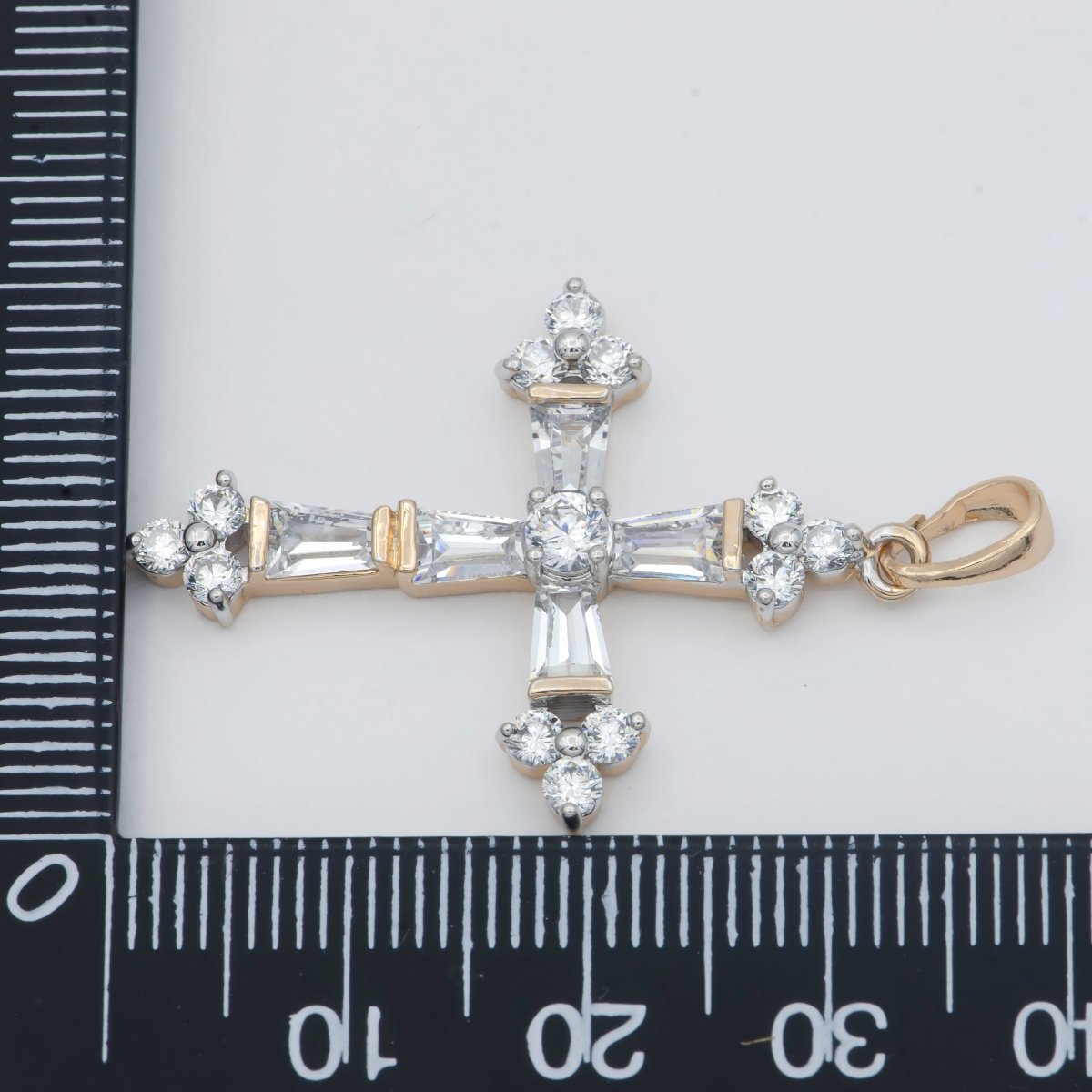 DEL- Clear Crystal Gold Filled Cross Pendants J-868 - DLUXCA