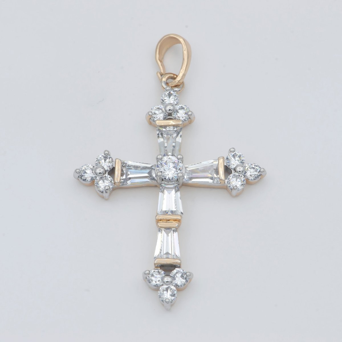 DEL- Clear Crystal Gold Filled Cross Pendants J-868 - DLUXCA