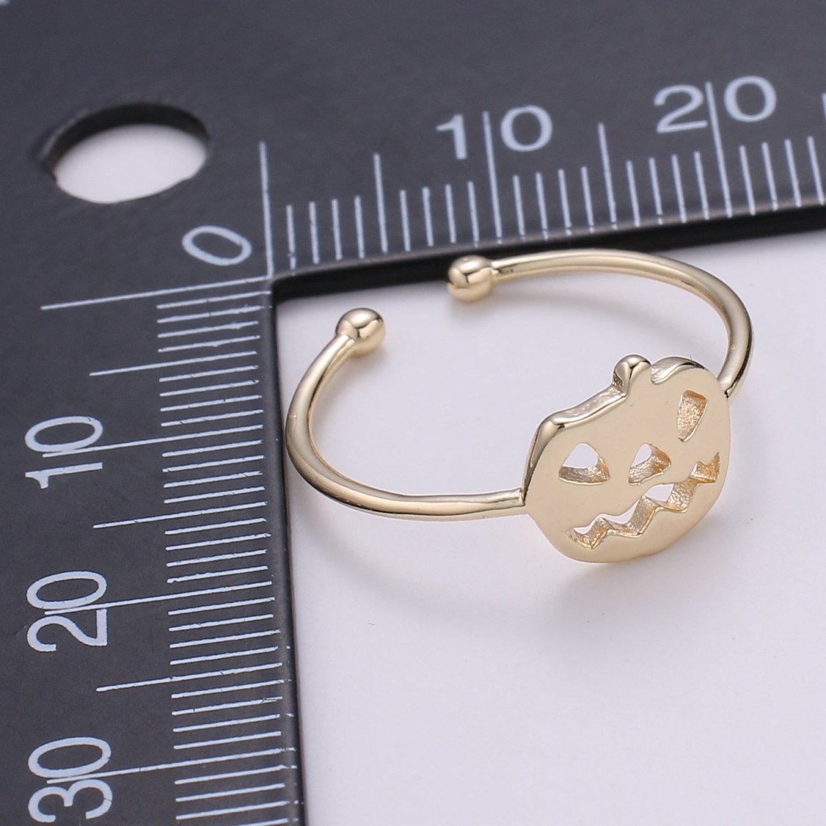 DEL-Halloween Pumpkin Gold Filled Adjustable Ring - R256 - DLUXCA
