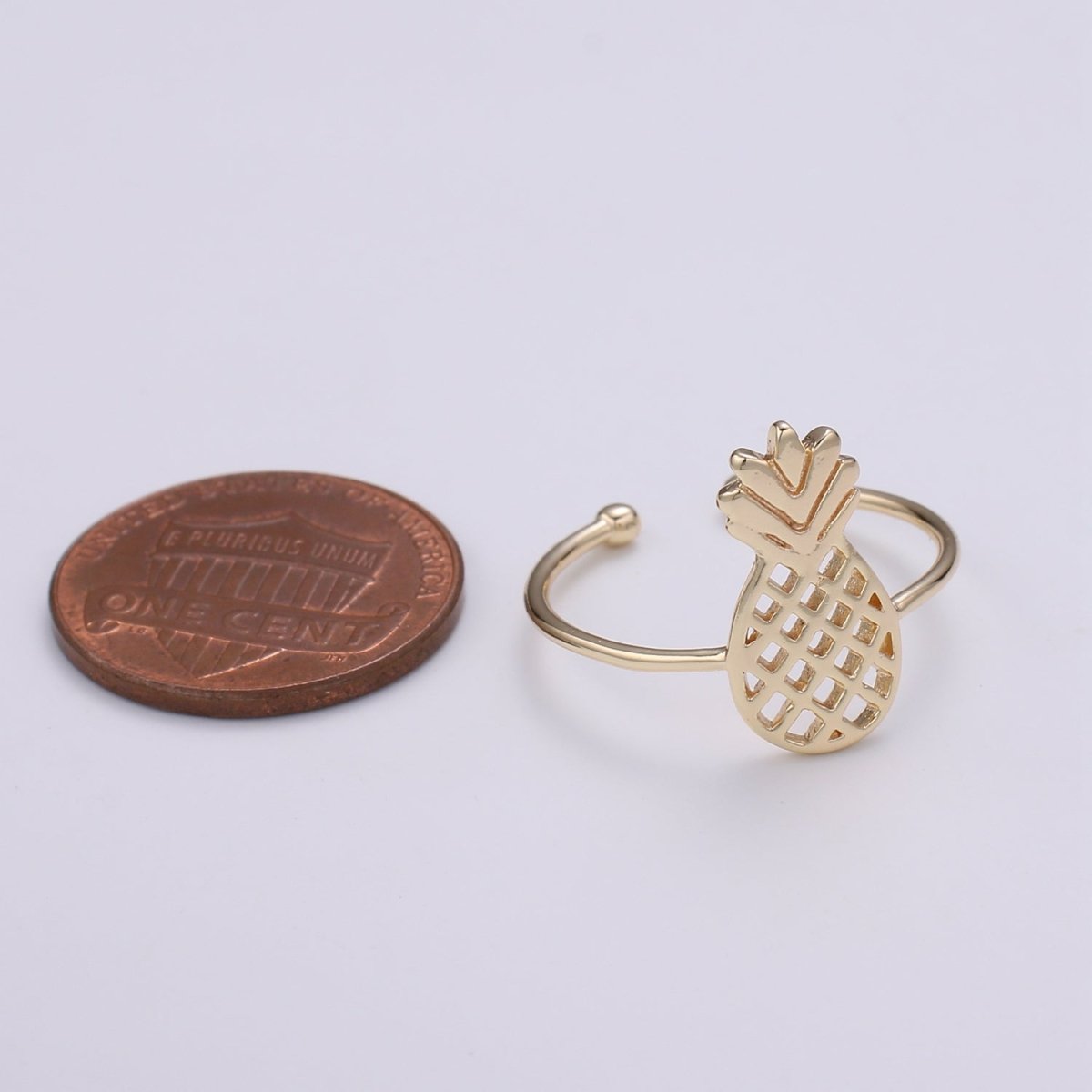 DEL-Pineapple Gold Filled Adjustable Ring - R258 - DLUXCA