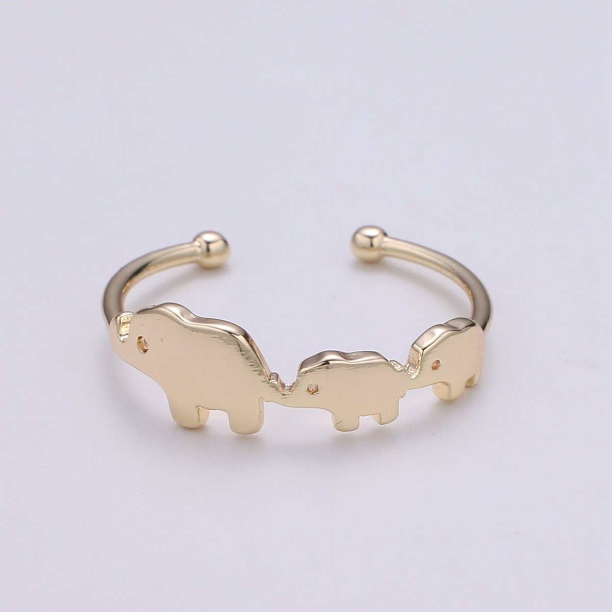 DEL-Triple Elephant Gold Filled Adjustable Ring - R259 - DLUXCA