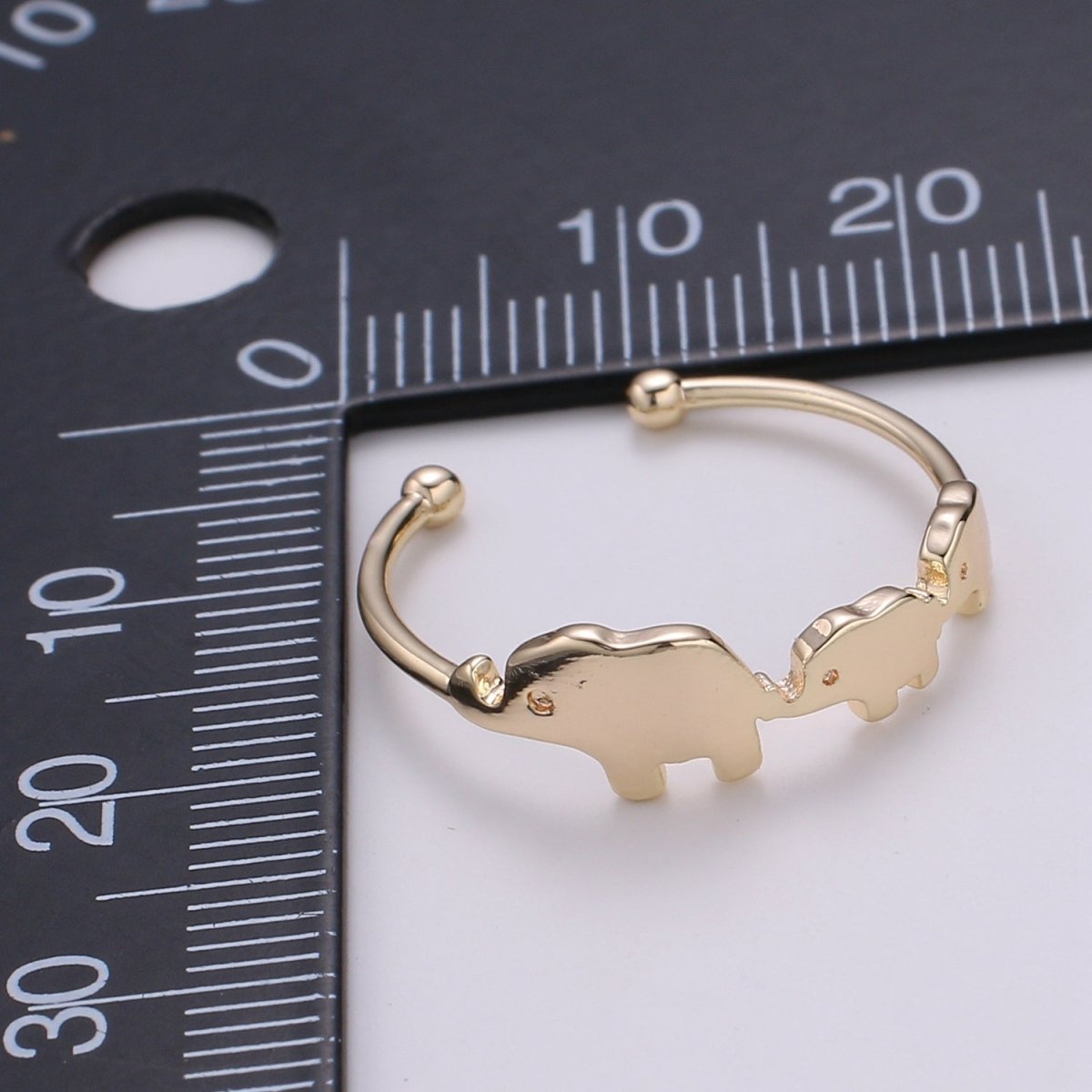 DEL-Triple Elephant Gold Filled Adjustable Ring - R259 - DLUXCA