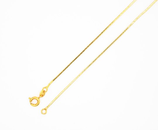 Delicate 24K Gold Plated 23.5 inches Omega Necklace w/ Spring Ring, 1mm In Width, "Yellow Gold Chain", Necklace Ready To Wear | CN-191 Clearance Pricing - DLUXCA