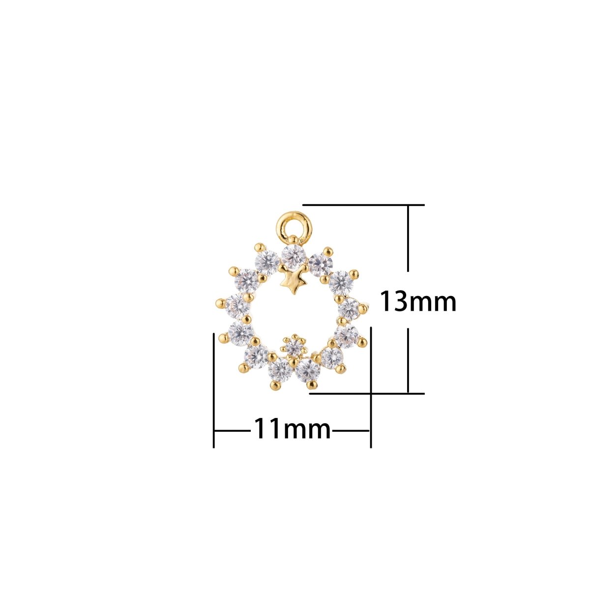 Delicate Crystal Sun Charm, Micro Pave CZ Charm, Dainty Charm Crystal Chic Circle Bracelet Necklace Earring Charm for Jewelry Making F-772 - DLUXCA