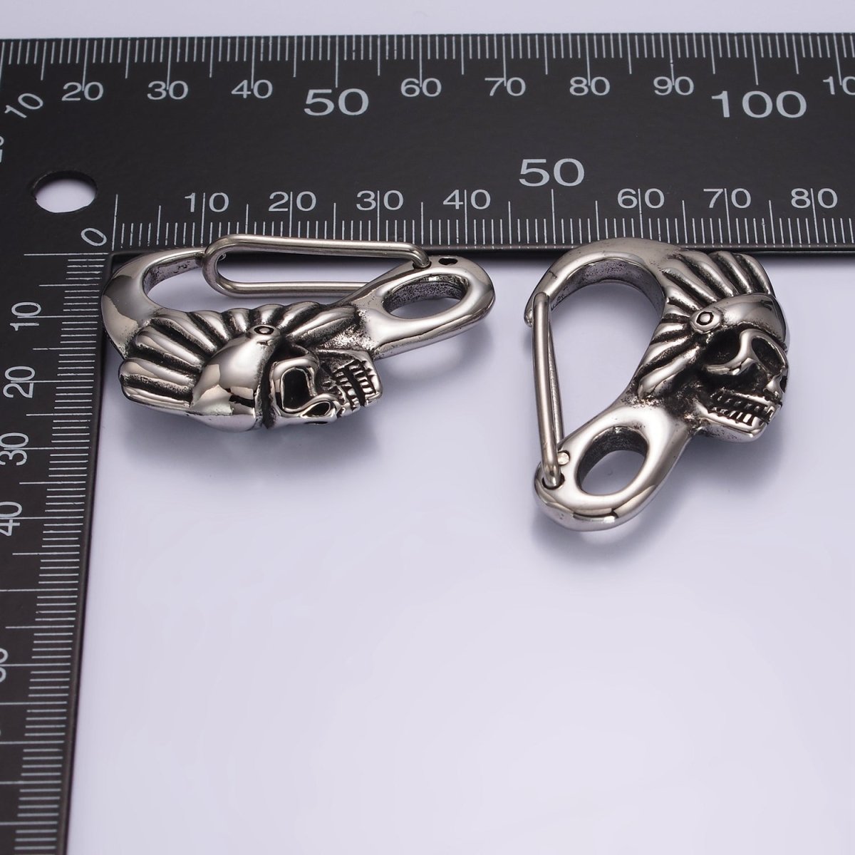 Design Stainless Steel Indian Chief Skull Carabiner for Key Chain Component Z667 - DLUXCA