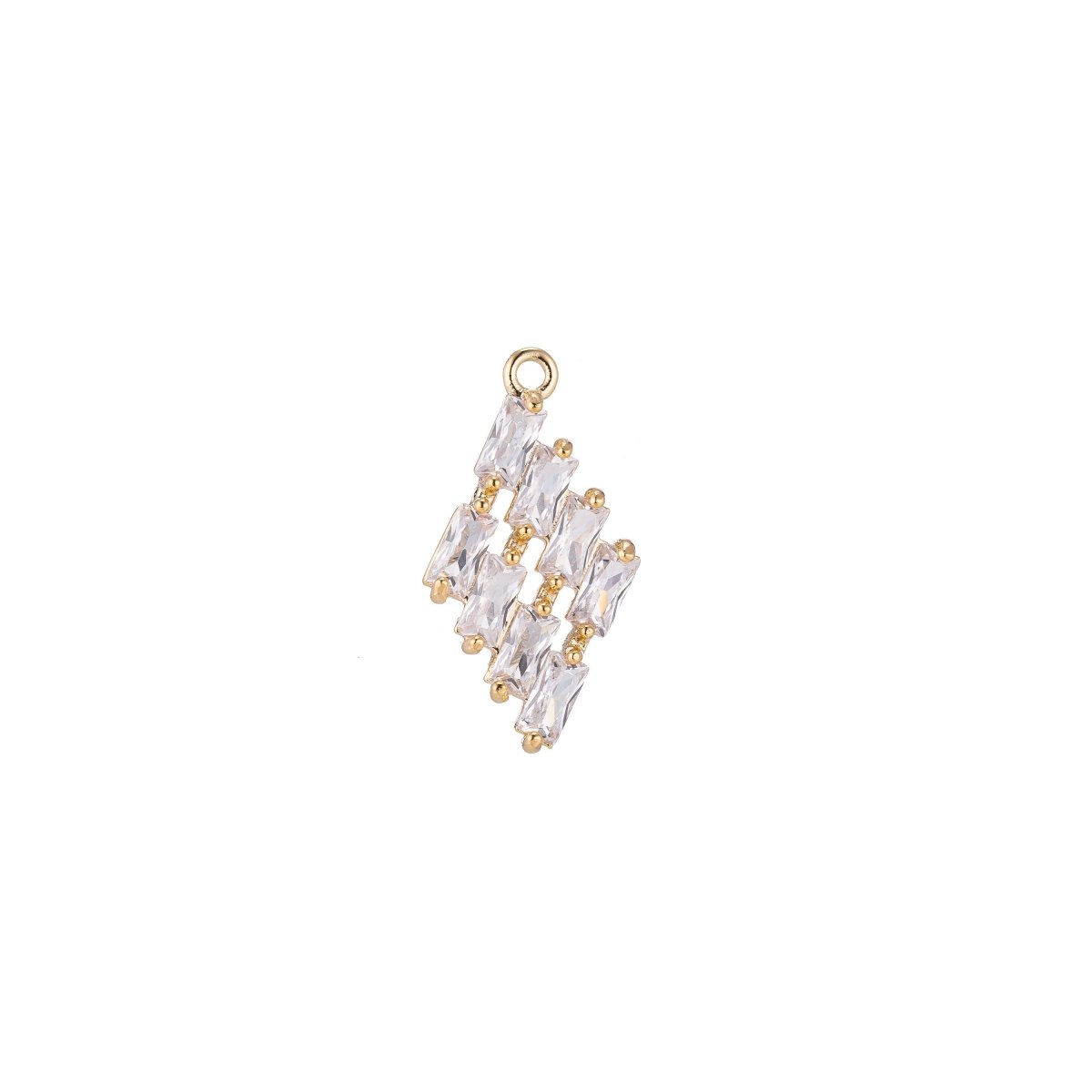 Diamond Shape Charm, Micro Pave CZ Charm, 18K Gold Filled Pendant Dainty Crystal Geometric Look Necklace Charm for Jewelry Making, C-383 - DLUXCA