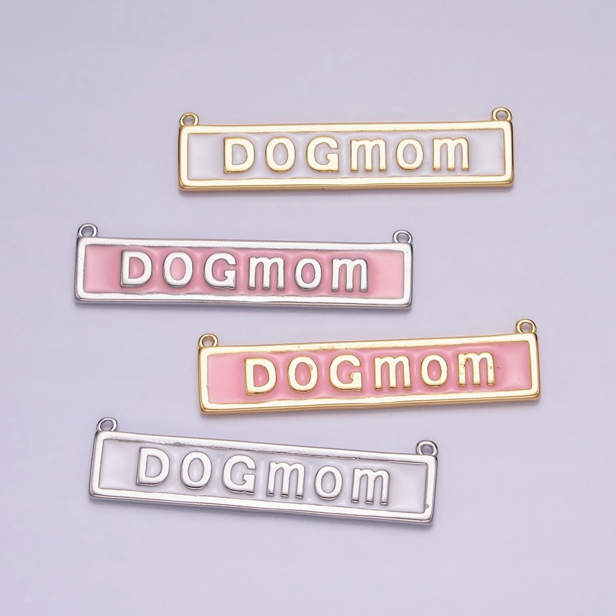 Dog Mom Word Charm Connectors Bar Pendants Link Connector in Gold Silver for Necklace Supply AA927 AA928 AA929 AA930 - DLUXCA