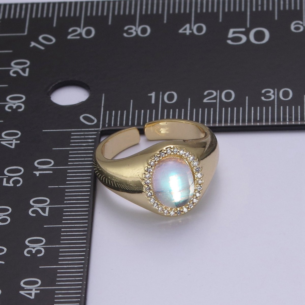 Dome Ring Cat's Eye Stone 14k Gold Filled Adjustable Minimalist Statement Ring Gift S-368 - DLUXCA