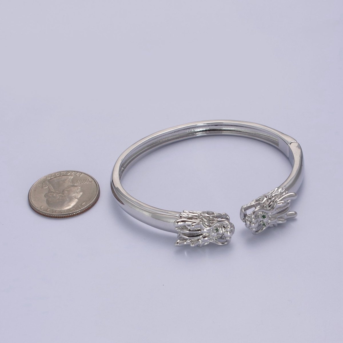 Double Dragon Head Bracelet - Adjustable Bangle bracelet - Lucky Dragon Bangle Stackable Jewelry | WA-686 WA-687 Clearance Pricing - DLUXCA