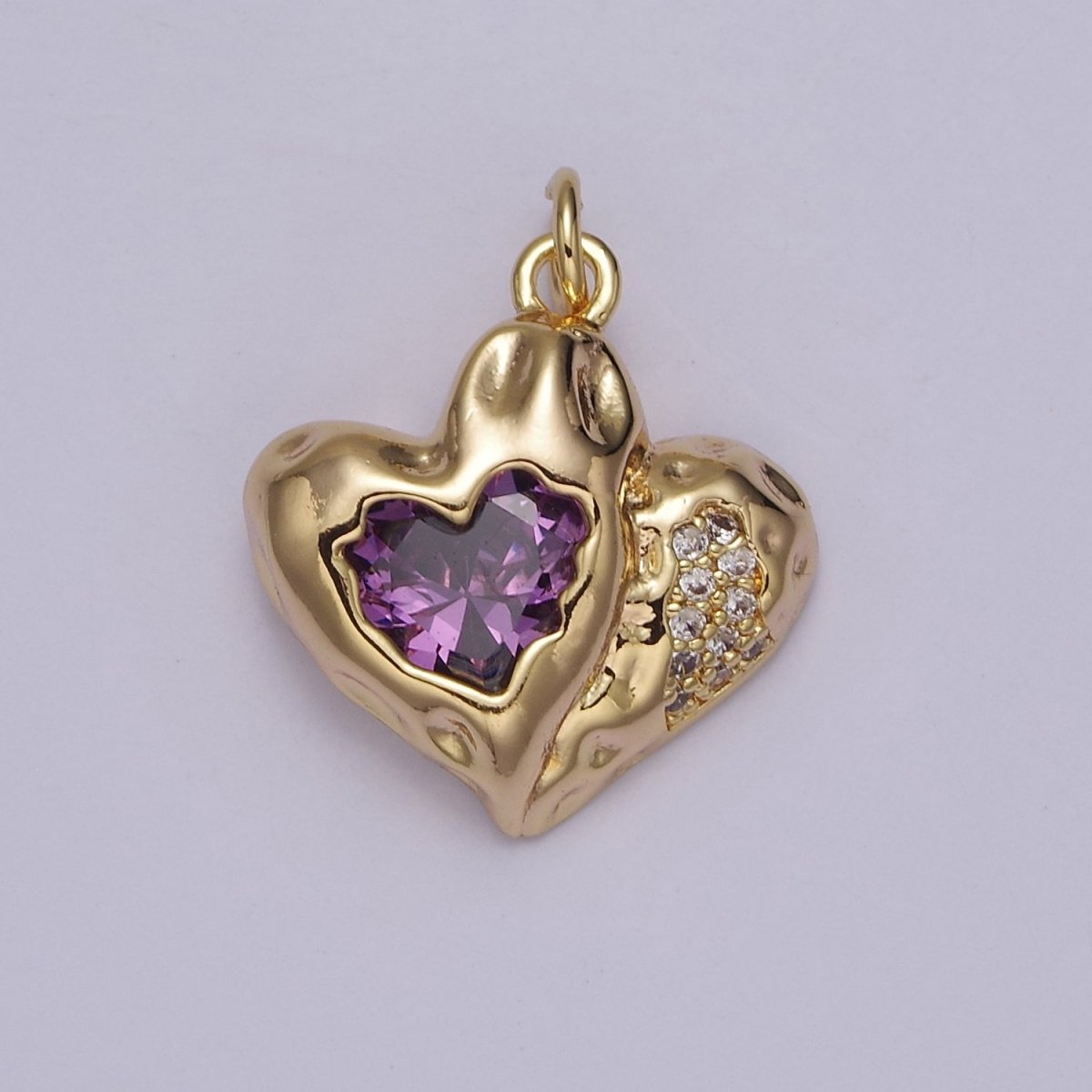 Double Heart Charm 18K Gold Filled Cubic Heart Charm Black Clear Pink Heart Charms Love Jewelry Pendants Necklace Bracelet E-231 E-331 E-332 - DLUXCA