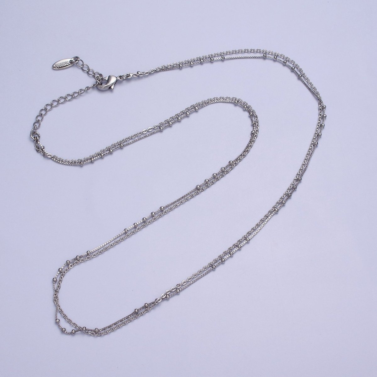 Double Layer Silver Necklace Set Two Strand Chain Multi Strand Necklace Satellite Chain and Cable Link Chain Necklace For Minimalist | WA-1606 Clearance Pricing - DLUXCA