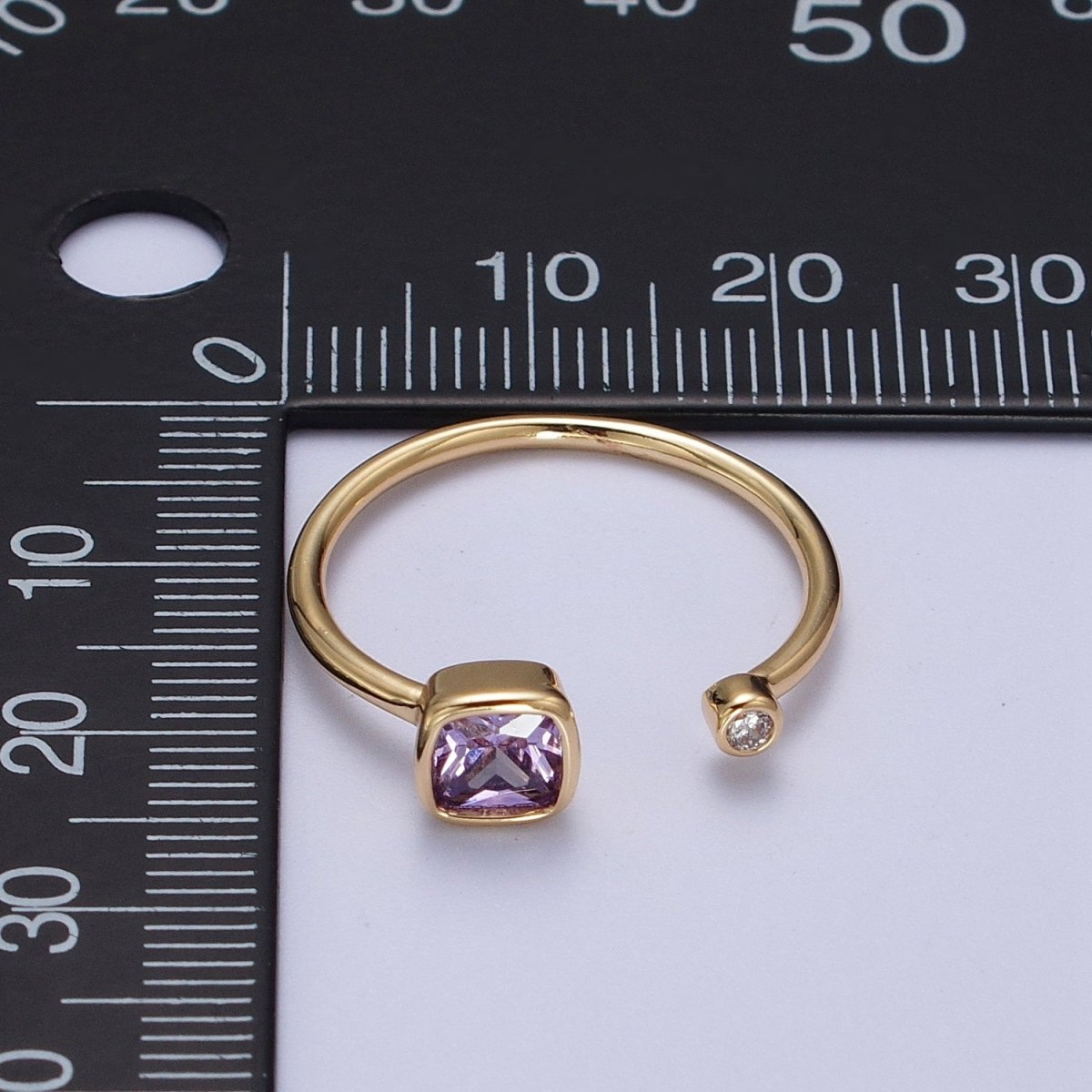 Double Mini CZ Cube Cubic Zirconia CZ Open Adjustable Gold Ring | Y-468 ~ Y-474 - DLUXCA