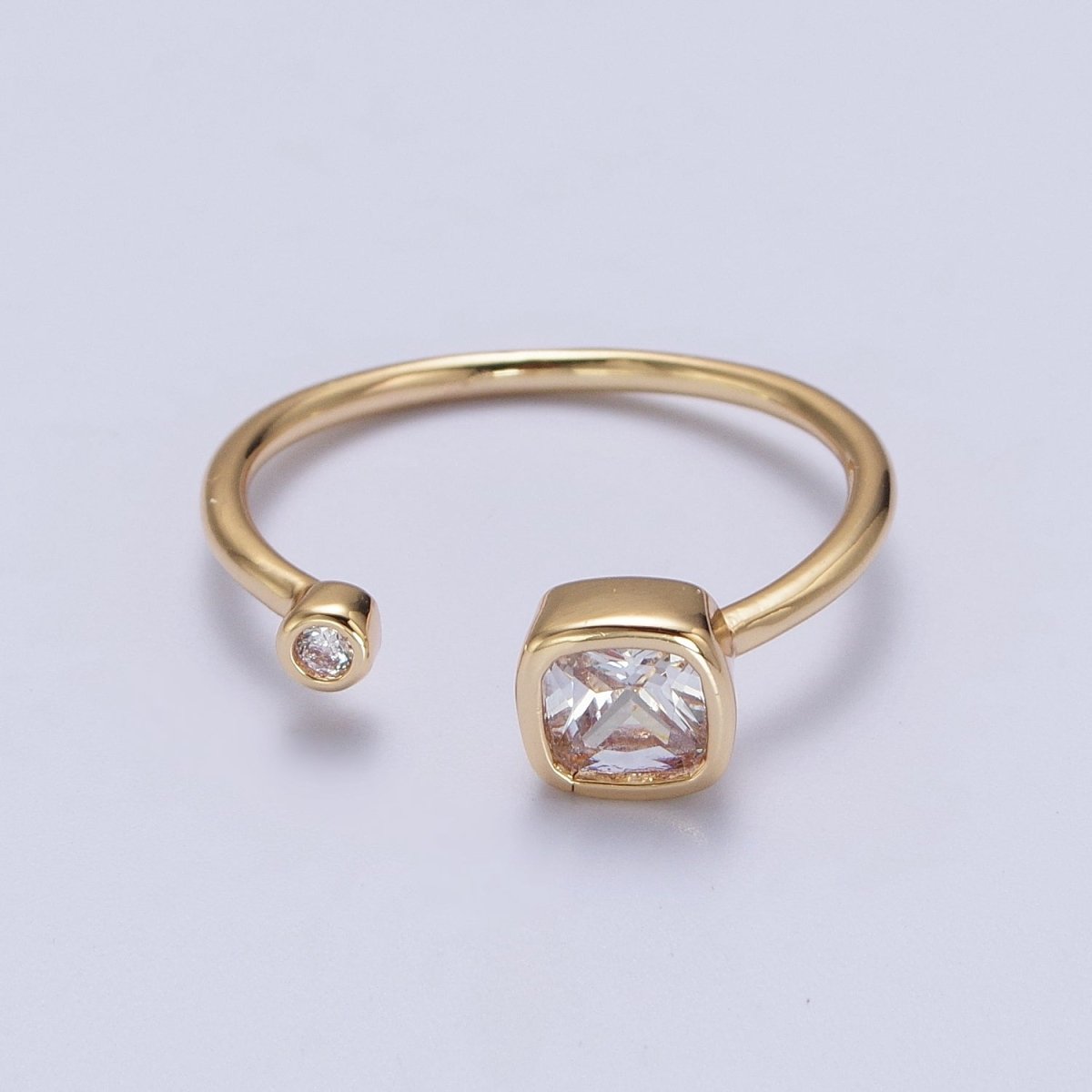 Double Mini CZ Cube Cubic Zirconia CZ Open Adjustable Gold Ring | Y-468 ~ Y-474 - DLUXCA