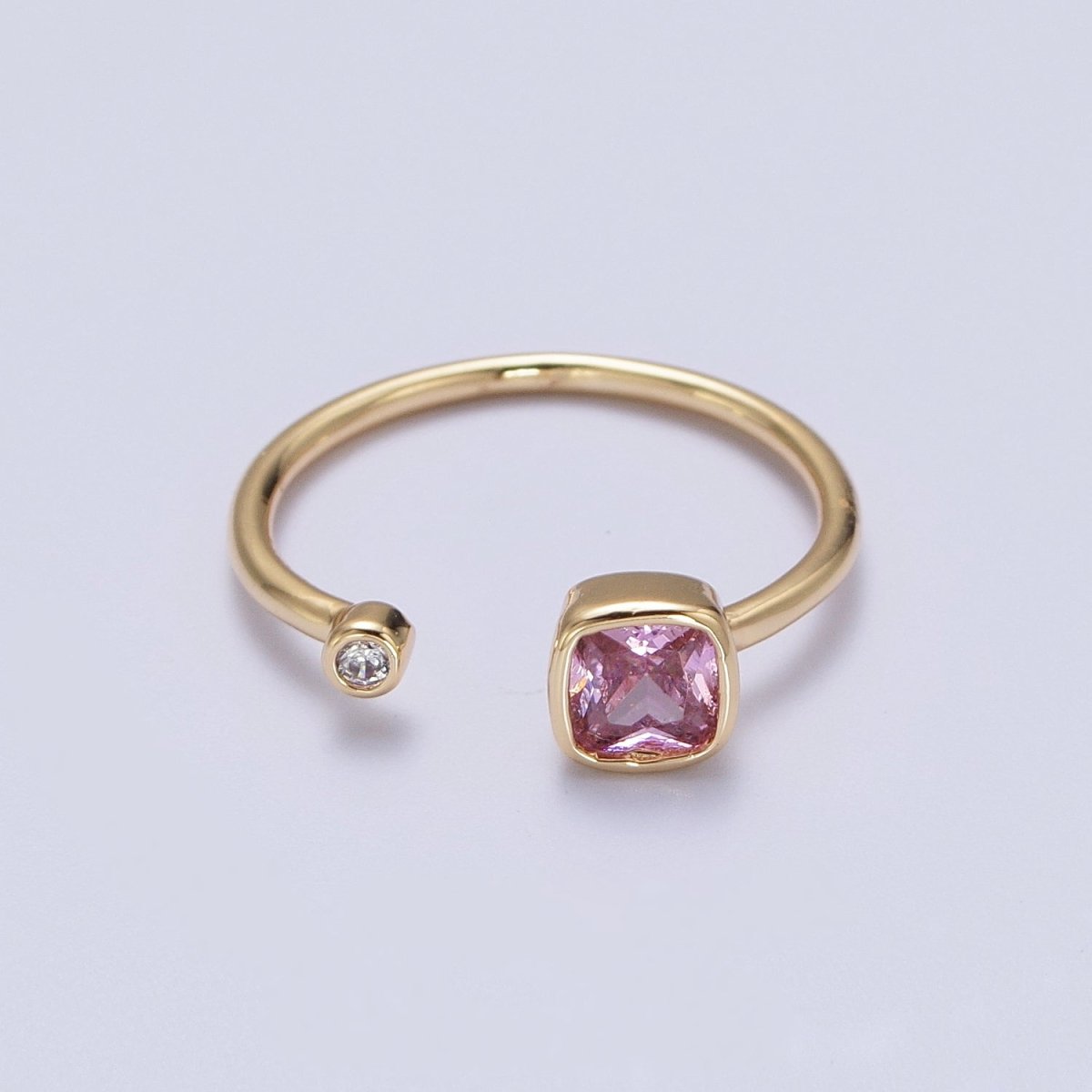 Double Mini CZ Cube Cubic Zirconia CZ Open Adjustable Gold Ring | Y-468 ~ Y-474 - DLUXCA