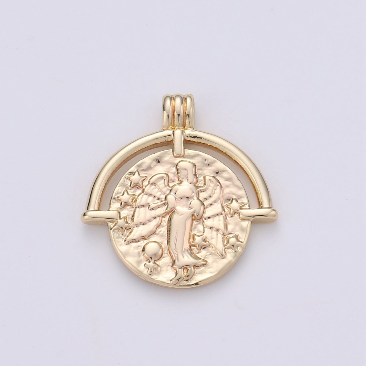 Double Sided 14K Gold Filled Zodiac Horoscope Sign Constellation Medallion Pendant Charm Celestial Astrology Charm Necklace Jewelry Making - DLUXCA