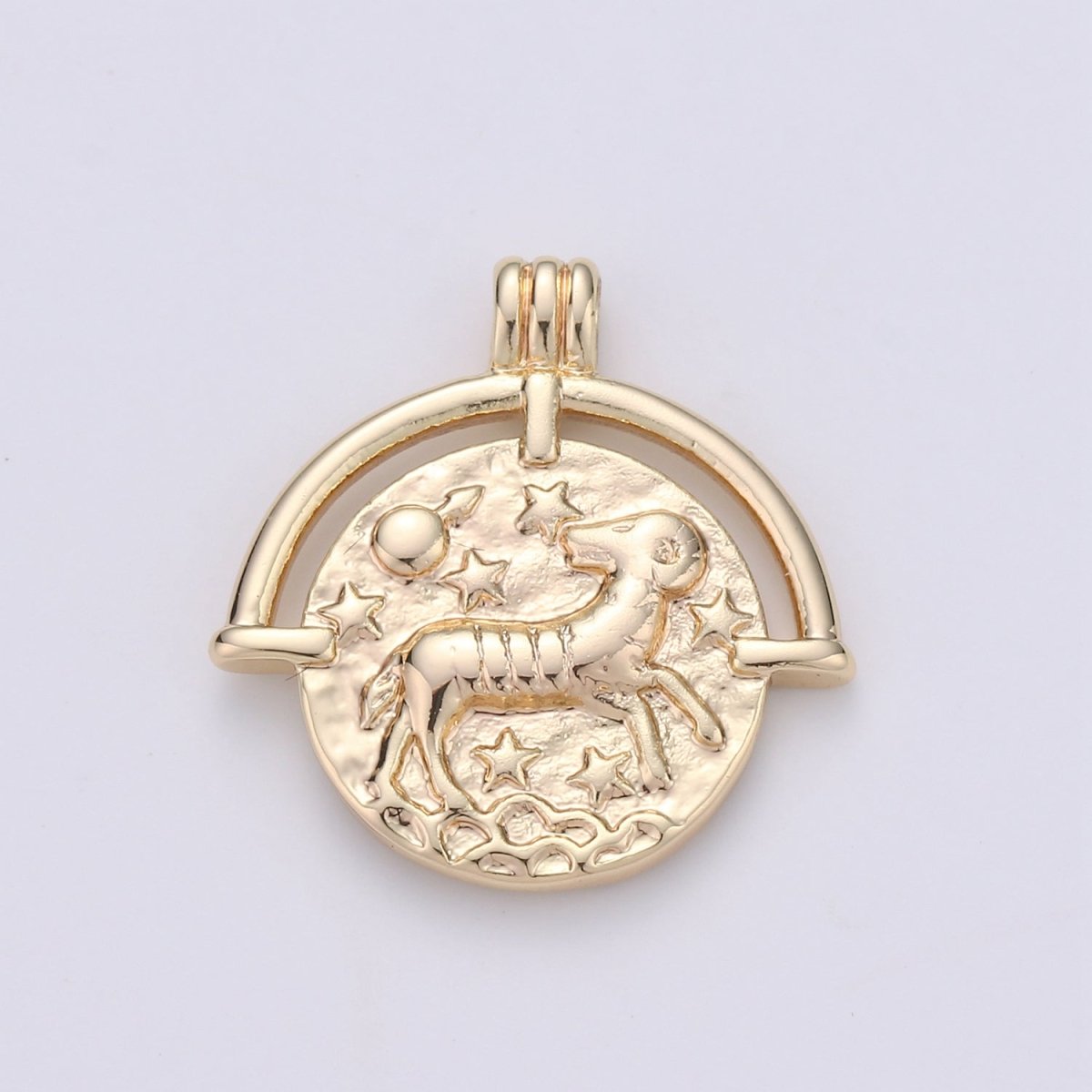 Double Sided 14K Gold Filled Zodiac Horoscope Sign Constellation Medallion Pendant Charm Celestial Astrology Charm Necklace Jewelry Making - DLUXCA