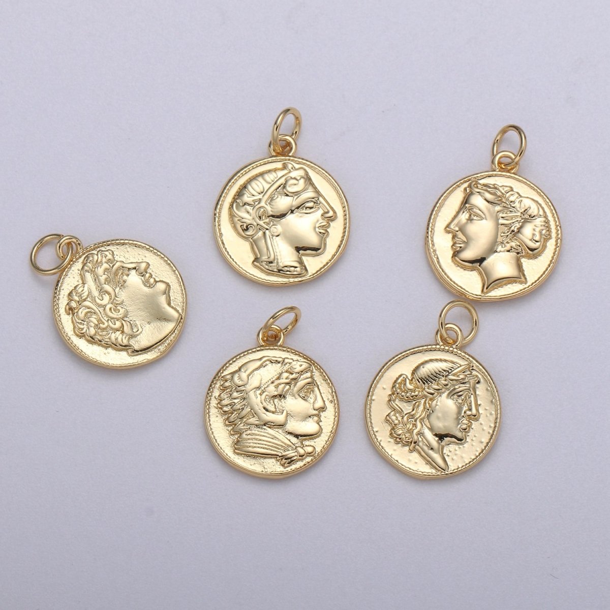 Double sided 24k Gold Hercules Coin Pendant Ancient Coin Pendant, Greek Heracles Coin Pendant, DIY jewelry, Warrior Pendant C-532,C-543 - DLUXCA