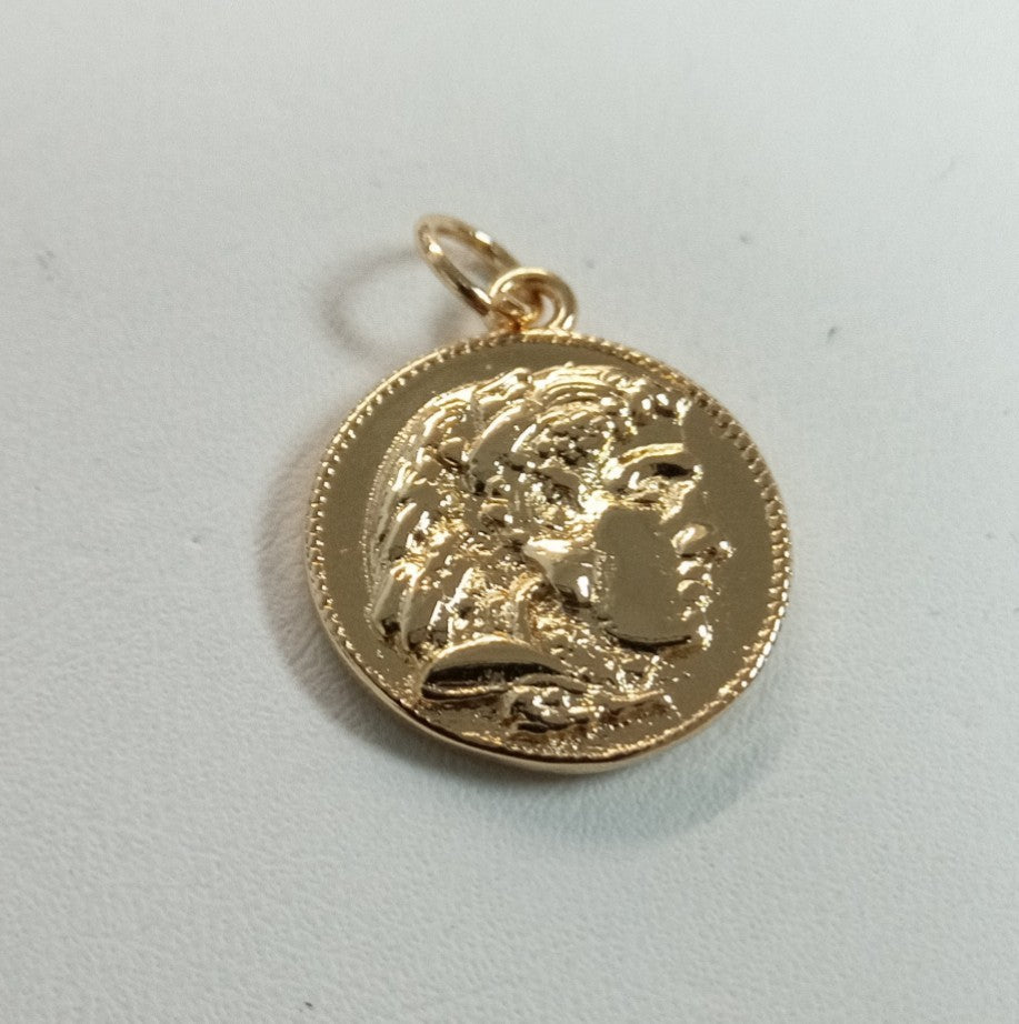 Double sided 24k Gold Hercules Coin Pendant Ancient Coin Pendant, Greek Heracles Coin Pendant, DIY jewelry, Warrior Pendant C-532,C-543 - DLUXCA