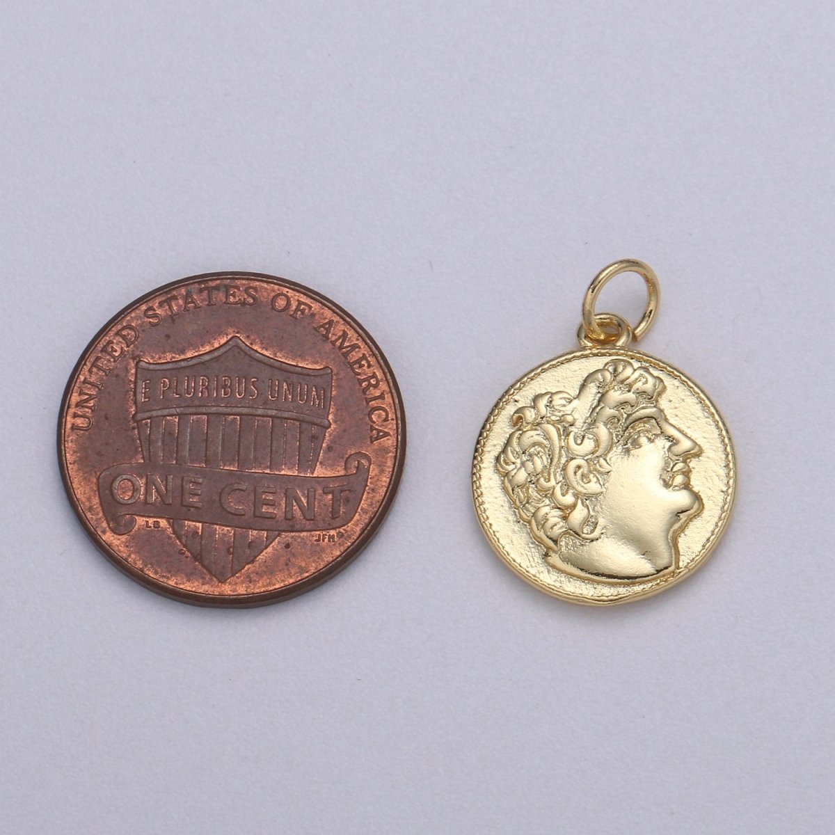 Double sided 24k Gold Hercules Coin Pendant Ancient Coin Pendant, Greek Heracles Coin Pendant, DIY jewelry, Warrior Pendant C-532,C-543 - DLUXCA