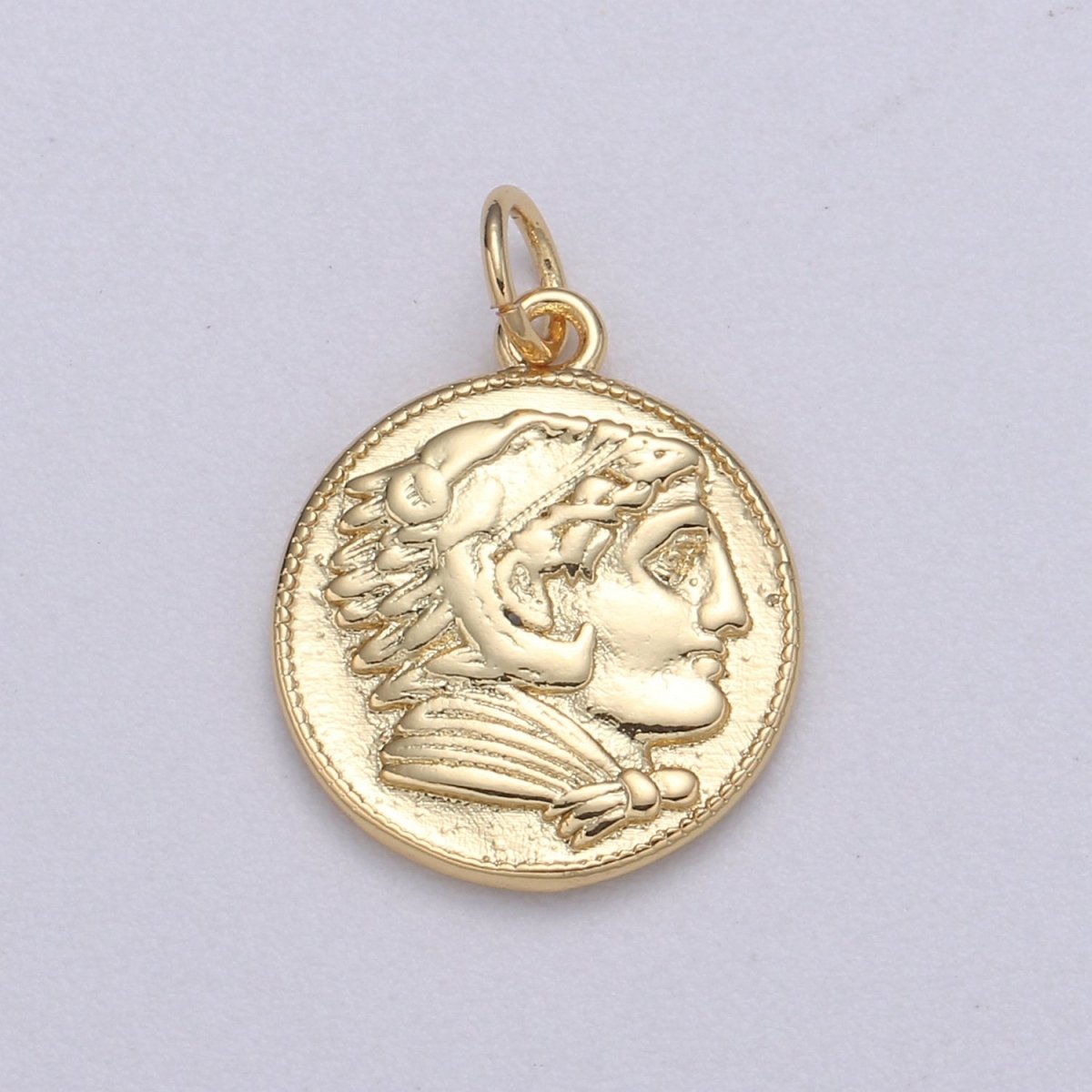 Double sided 24k Gold Hercules Coin Pendant Ancient Coin Pendant, Greek Heracles Coin Pendant, DIY jewelry, Warrior Pendant C-532,C-543 - DLUXCA