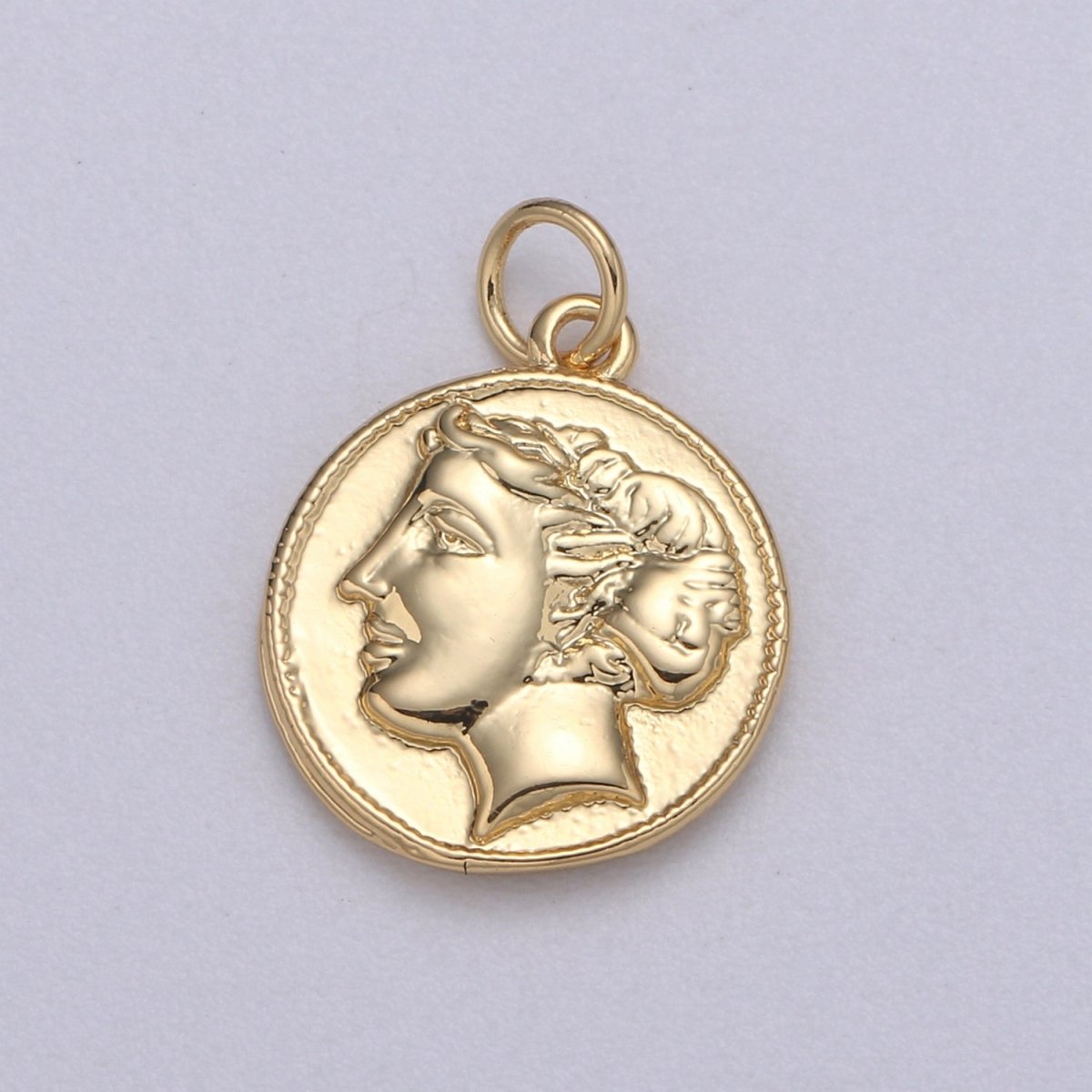 Double sided 24k Gold Hercules Coin Pendant Ancient Coin Pendant, Greek Heracles Coin Pendant, DIY jewelry, Warrior Pendant C-532,C-543 - DLUXCA