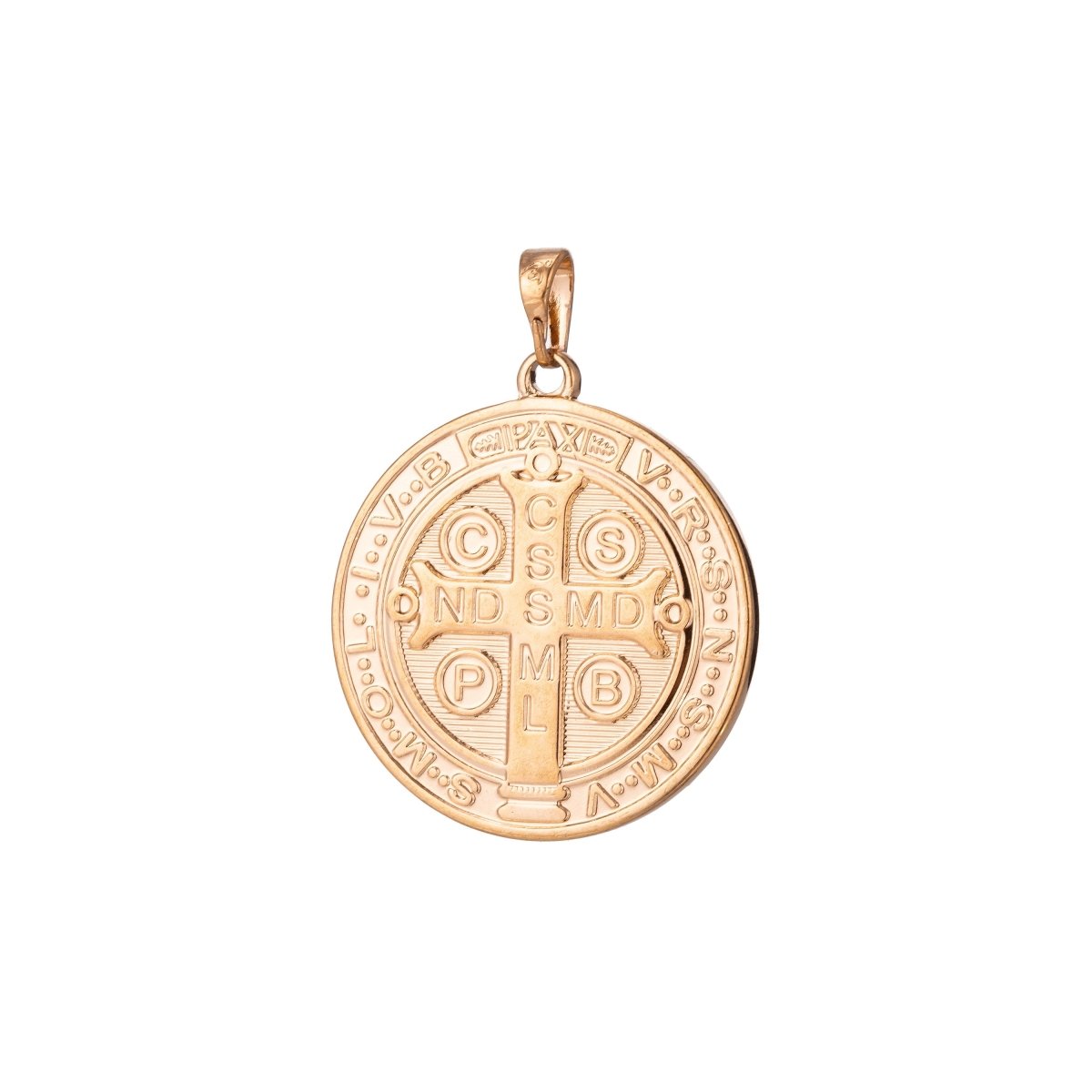 Double Sided Gold Filled Coin Saint Benedict Charm Medallion for Bracelet Necklace Pendant Earring Findings for Jewelry Making H-866 I-756 - DLUXCA