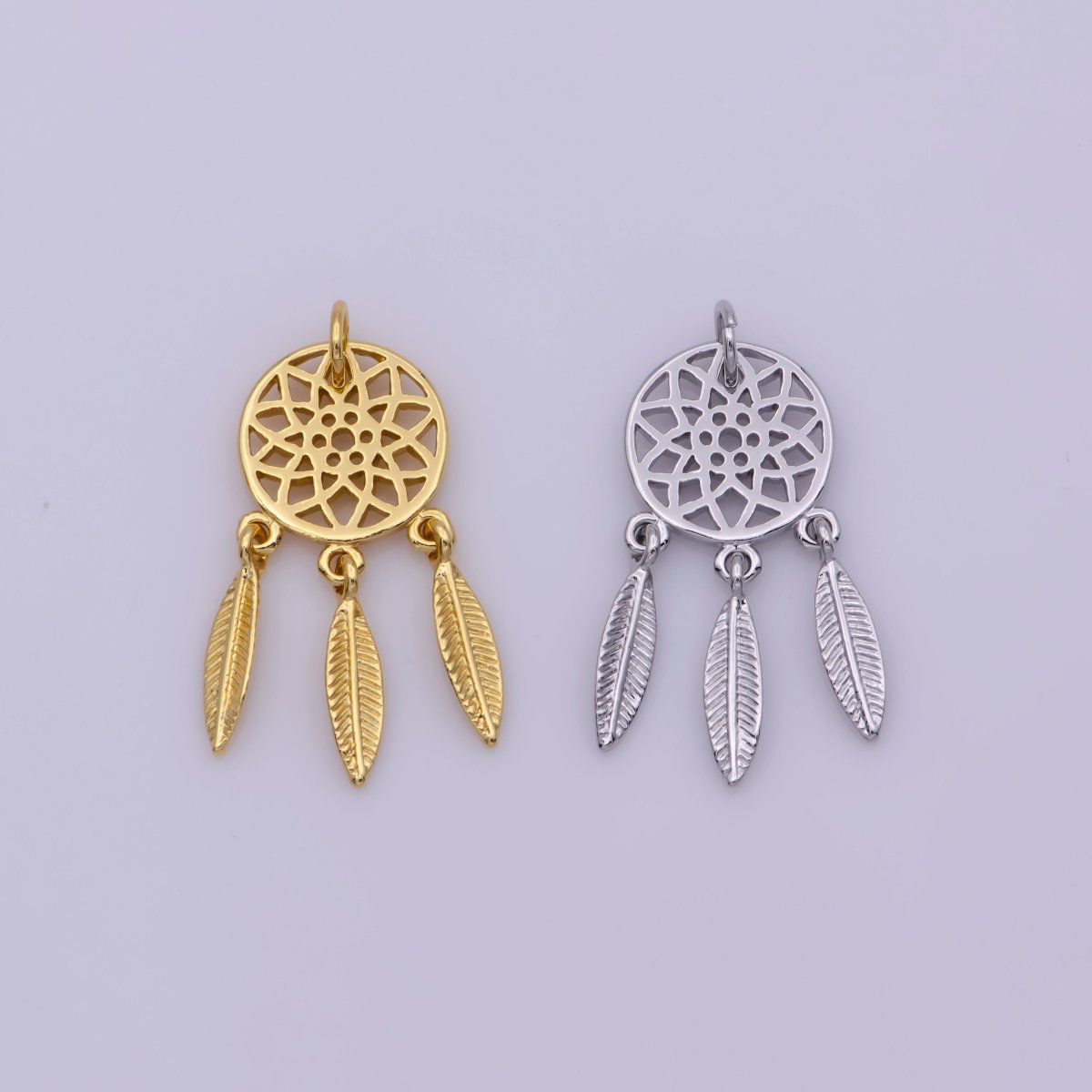 Dream Catcher Charms Gold Silver Bohemian Boho Dreamcatcher Charm Dangle Jewelry Making for Necklace Earring N-196 N-197 - DLUXCA