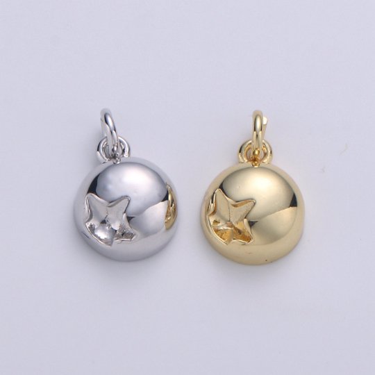 Drop Gold Star Charm Celstial Charm Ball Charm Ornament Pendant 14K Filled Finding Necklace Earring Bold Statement Jewelry Making, D-305 D-306 - DLUXCA