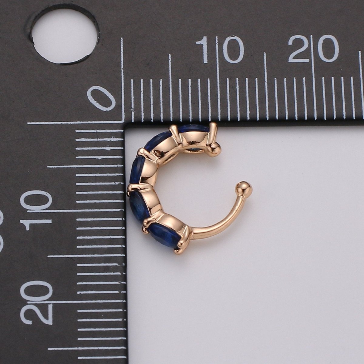 Ear cuff no piercing Gold, Blue Clear ear cuff cz, dainty cuff, gold ear cuff minimalist jewelry K-758 conch cuff cartilage cuff K-758 - DLUXCA