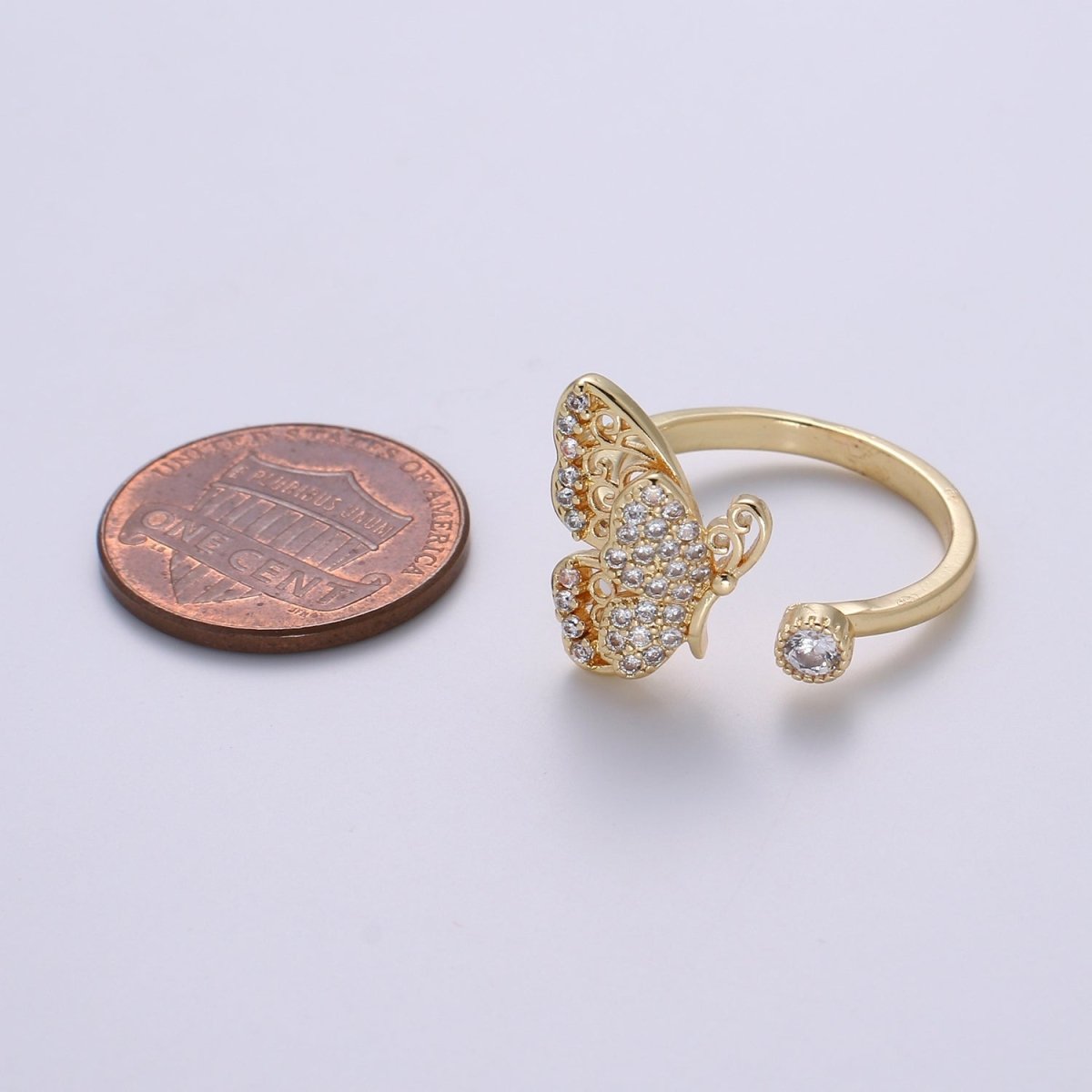 Elegant 18K Gold Filled Butterfly Adjustable Ring O-359 - DLUXCA