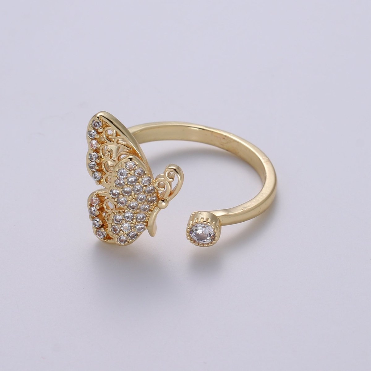 Elegant 18K Gold Filled Butterfly Adjustable Ring O-359 - DLUXCA