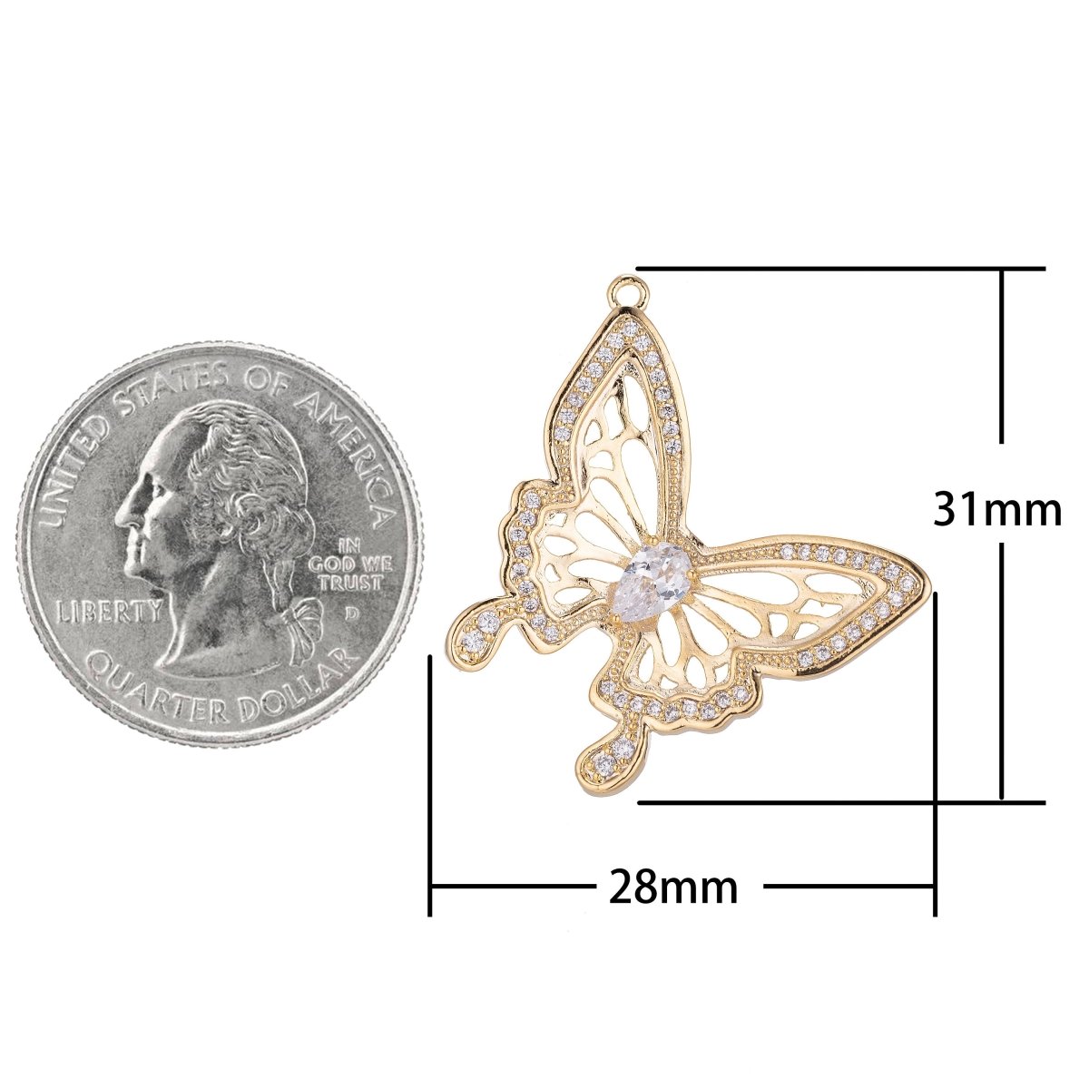 Elegant Butterfly Charm, Micro Pave CZ Charm, Gorgeous Pendant Romance Animal Lover Monarch Butterflies Necklace Charm for Jewelry Making E-414 - DLUXCA