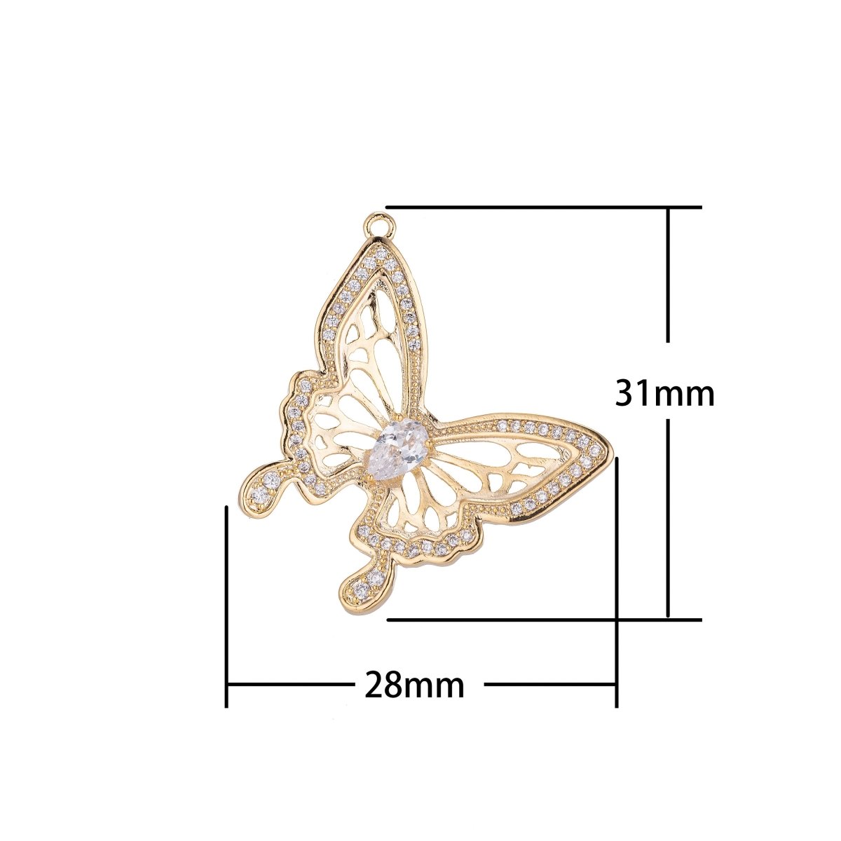 Elegant Butterfly Charm, Micro Pave CZ Charm, Gorgeous Pendant Romance Animal Lover Monarch Butterflies Necklace Charm for Jewelry Making E-414 - DLUXCA