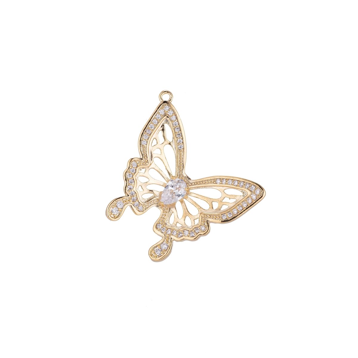 Elegant Butterfly Charm, Micro Pave CZ Charm, Gorgeous Pendant Romance Animal Lover Monarch Butterflies Necklace Charm for Jewelry Making E-414 - DLUXCA