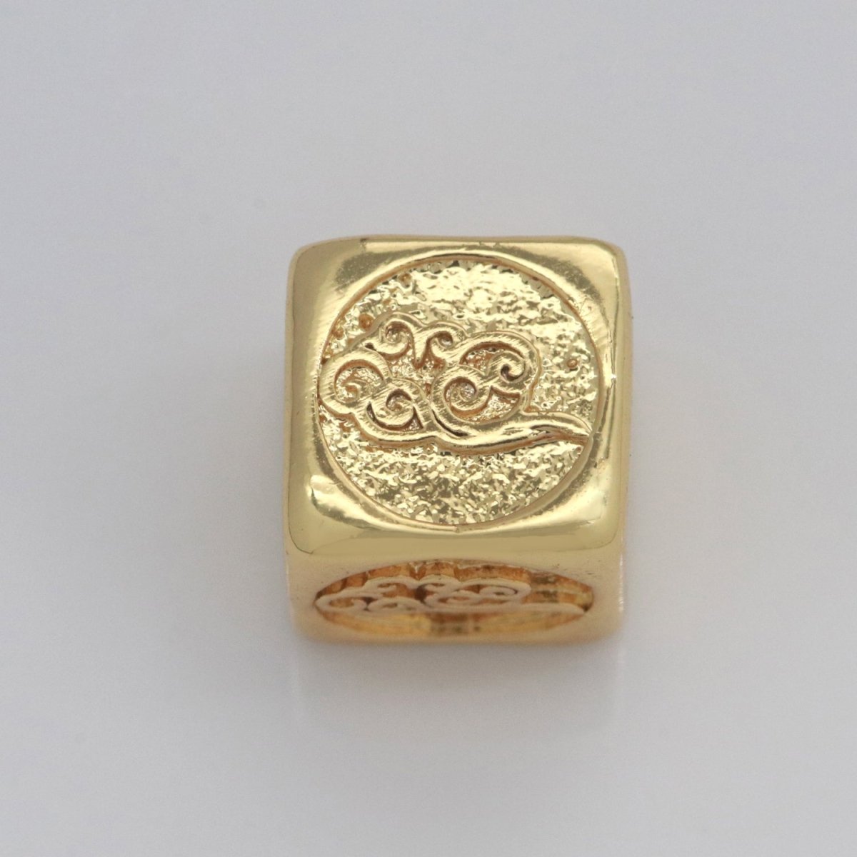 Element Bead Collection Gold Element Charm Fire Wind Earth Ocean Wave Bead Spacer 14K Gold Filled Cube Beads for Bracelet Supply B-637 to B-640 - DLUXCA