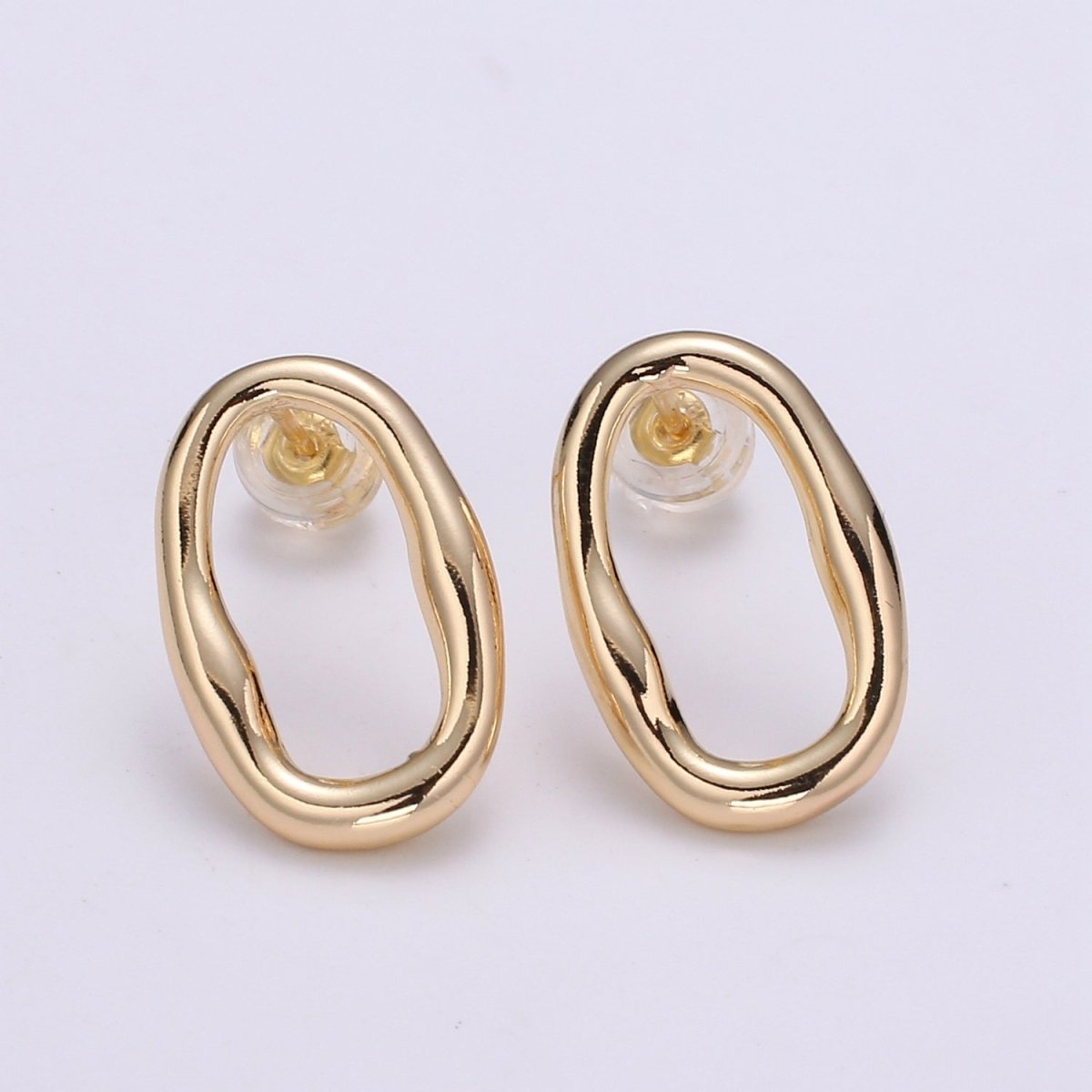 Ellips Design 18K Gold Stud Earring, Rose Gold Round for DIY Earring Craft Supply Jewelry Making Q-454 - DLUXCA