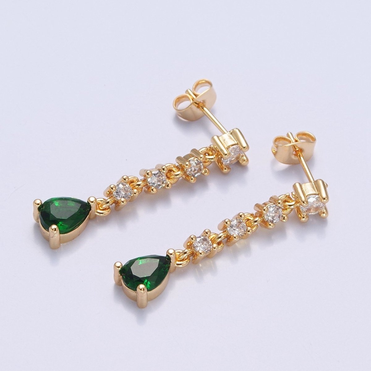 Emerald Green Long Drop Dangle Elegant Wedding Bridal Chandelier Teardrop Earrings For Women T-520 - DLUXCA