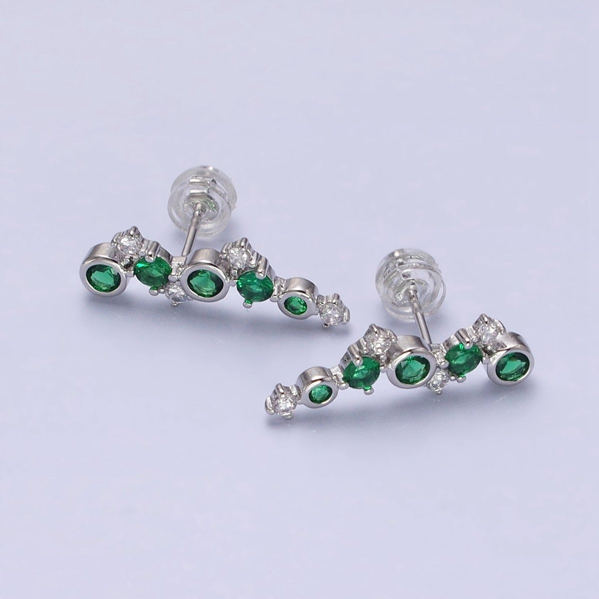 Emerald Green stud earring dainty ear crawler studs Cz stud earrings AB661 AB662 - DLUXCA