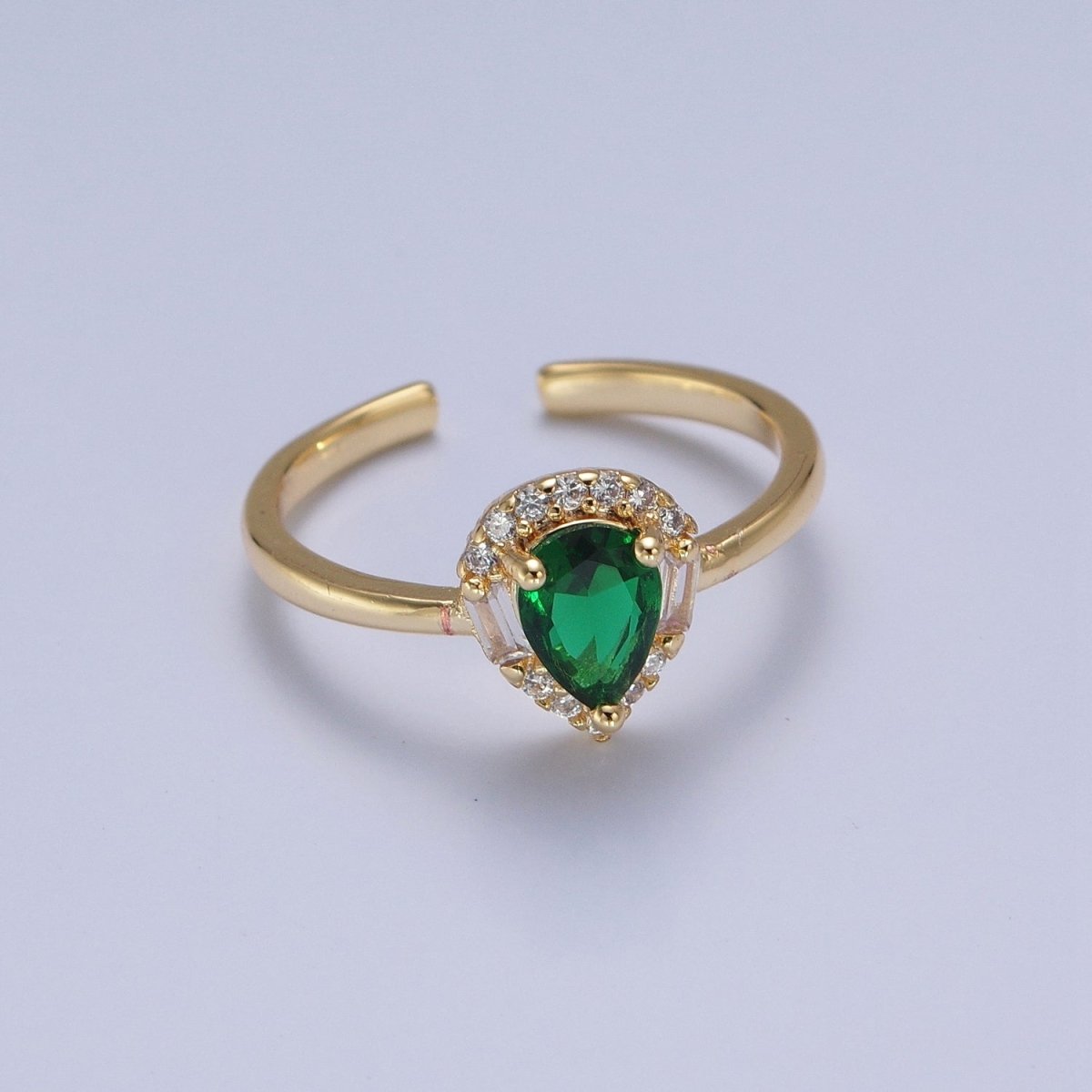 Emerald Green Teardrop CZ Promise Ring O-787 - DLUXCA