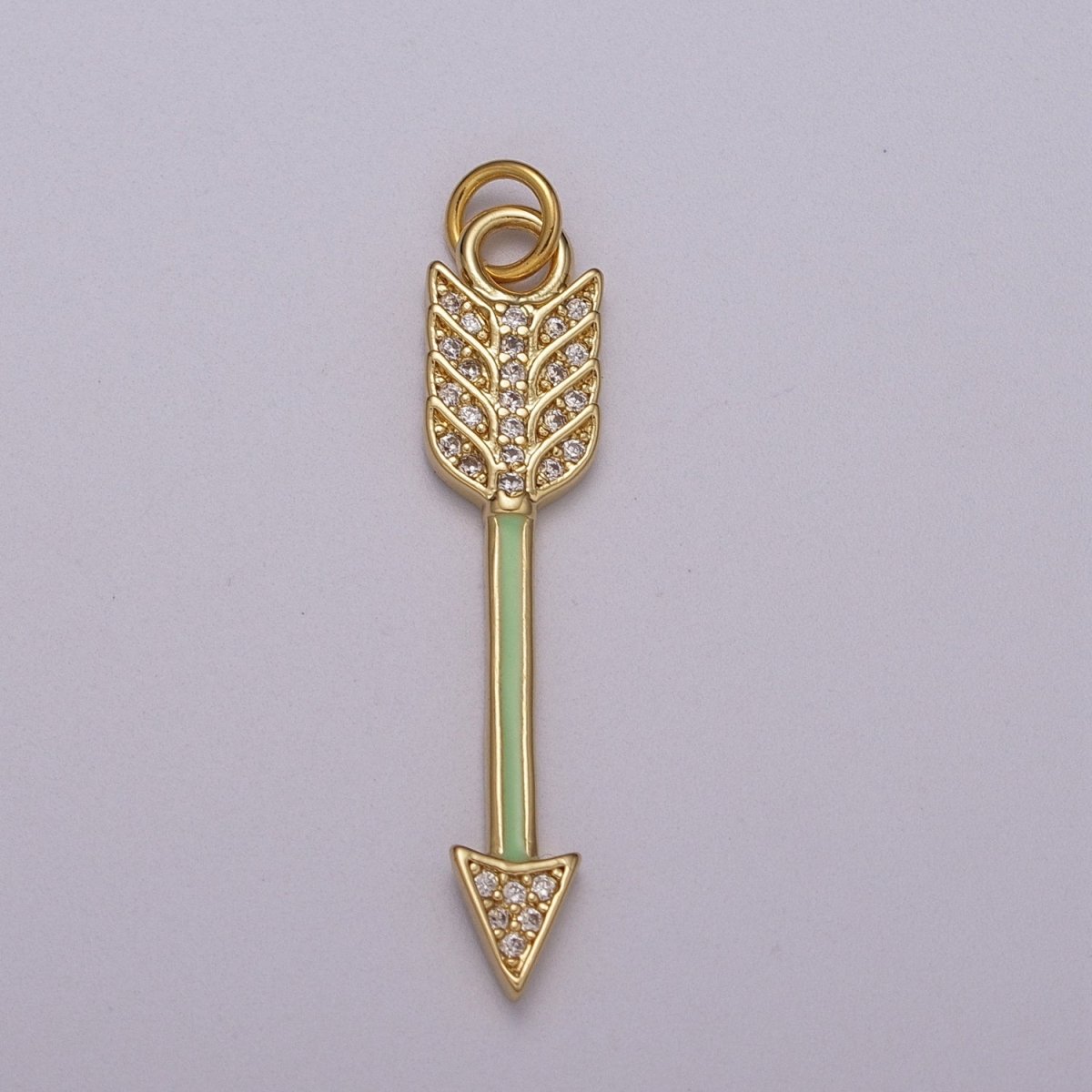 Enamel Arrow Pendant, Bohemian Pendant, Gold Filled Arrow Micro Pave Pendant Necklace Charm M-912 M-914 - DLUXCA